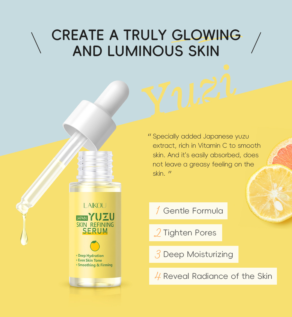 LAIKOU Grapefruit Essence YUZU - Niacinamide Brightening Serum ulasan dan harga